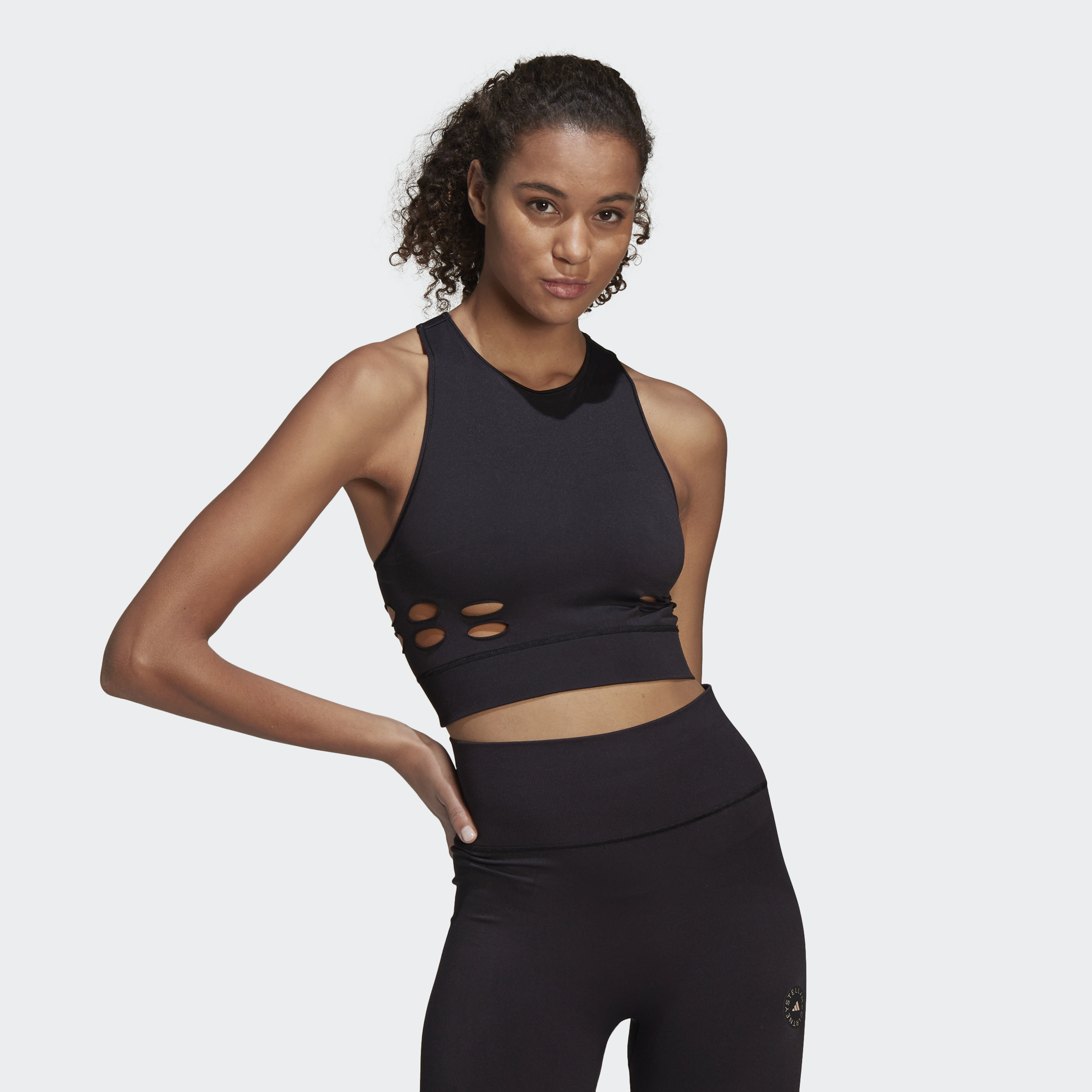 adidas adidas by stella mccartney truepurpose yoga knit crop top women black size l