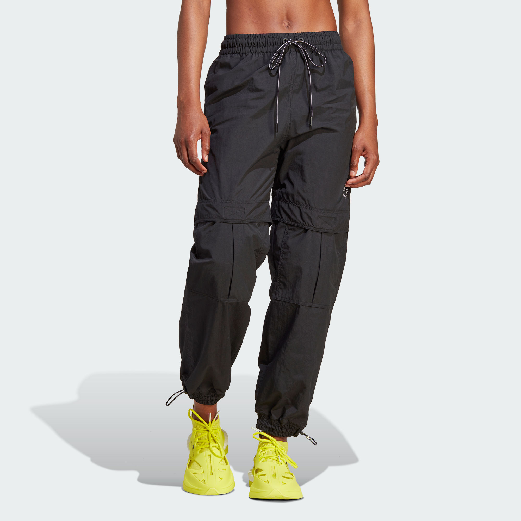 adidas adidas by stella mccartney truecasuals woven solid tracksuit bottoms women black size a/l