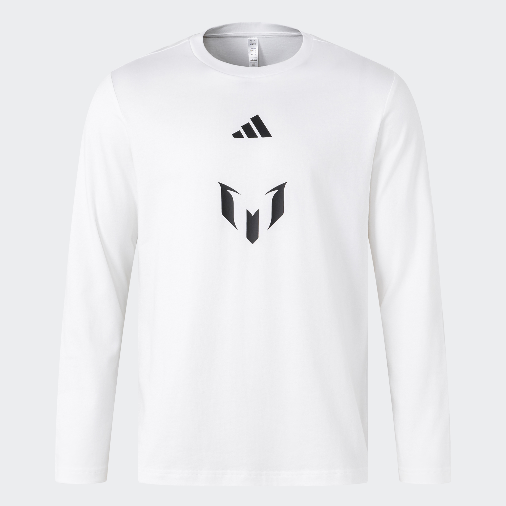 adidas messi football long sleeve graphic crew t-shirt men white size a/xs